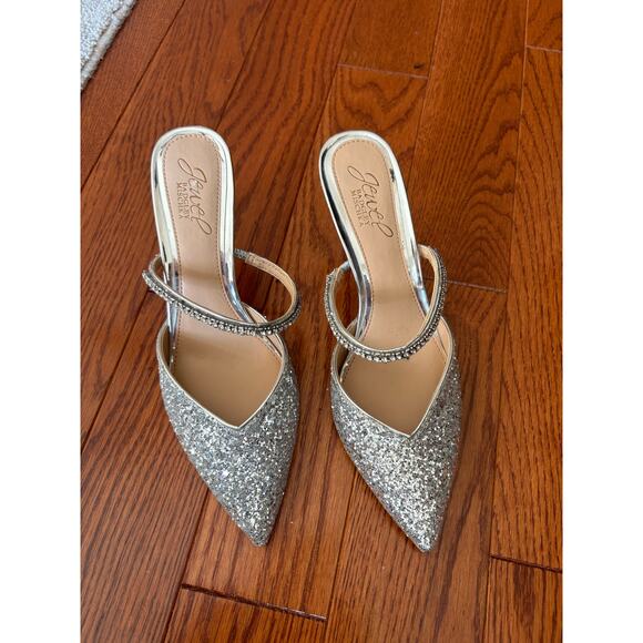 $140 JEWEL Badgley Mischka Jan Mule in Silver Rhinestone Size 6 - Picture 5 of 5